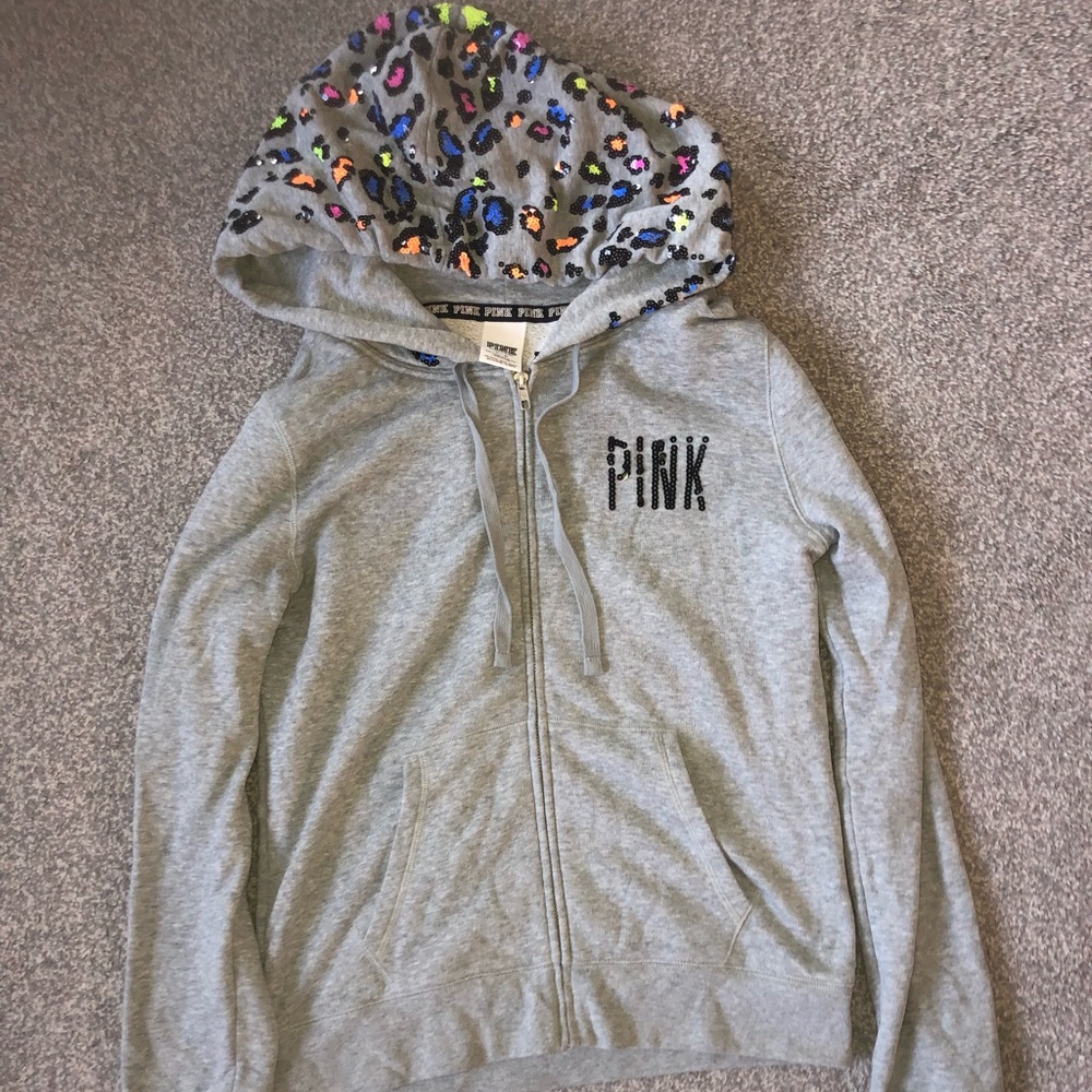 -SOLD- PINK Leopard Sequin Hoodie